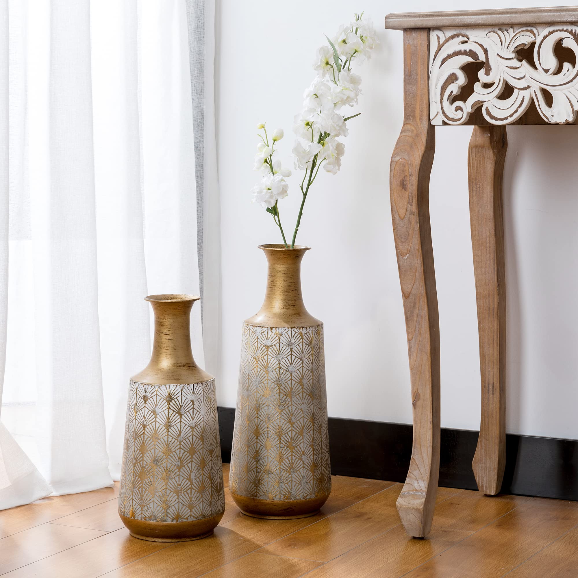 Amazon.com: Floor Metal Vase Decorative Vintage Gold/White